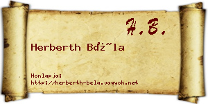 Herberth Béla névjegykártya